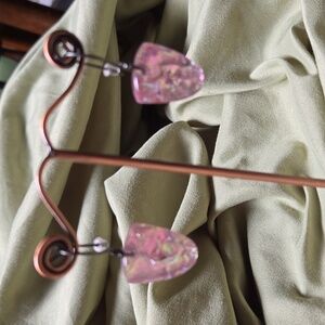 Dichroic Glass Dangle Pierced Earrings